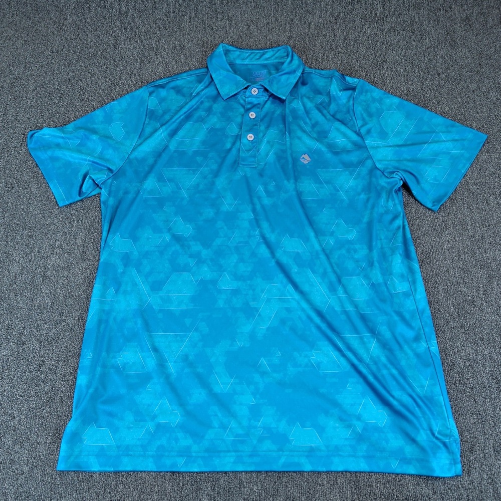 Ocean + Coast Mens Polo Shirt Large Blue Polyester Geometric Short Sleeve Golf — photo 2